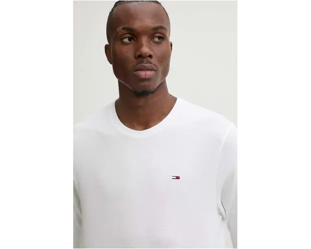 Tommy Jeans longsleeve din bumbac 2-pack culoarea alb, neted, DM0DM20731