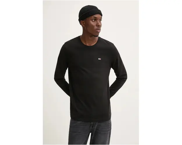 Tommy Jeans longsleeve din bumbac 2-pack culoarea negru, neted, DM0DM20731