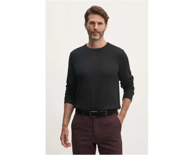 Lindbergh longsleeve din bumbac culoarea negru, neted, 30-403021