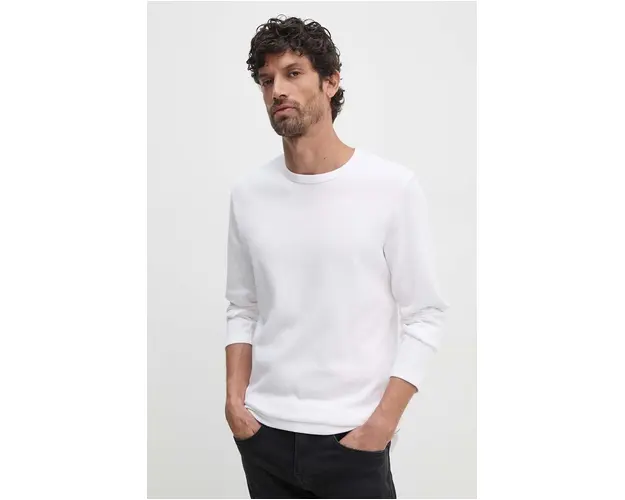 Lindbergh longsleeve din bumbac culoarea alb, neted, 30-403021
