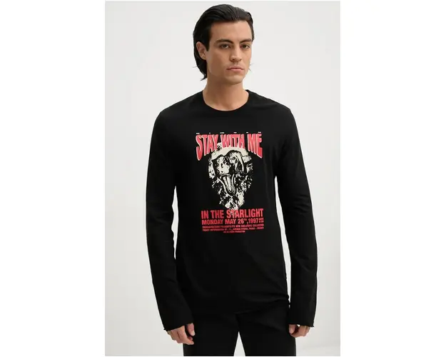 ZADIG&VOLTAIRE longsleeve din bumbac culoarea negru, cu imprimeu, JMTS00653