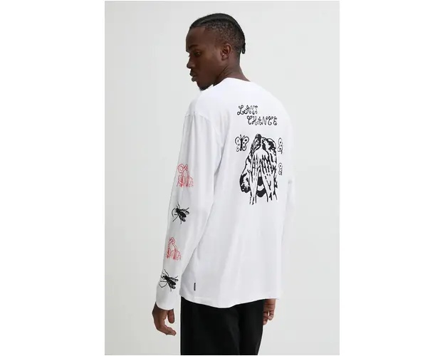 Volcom longsleeve din bumbac x KEUTCHI culoarea alb, cu imprimeu, A3632407