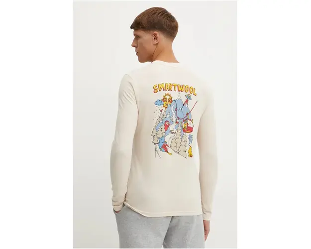 Smartwool longsleeve sport Ski Circus culoarea bej, cu imprimeu, SW002658