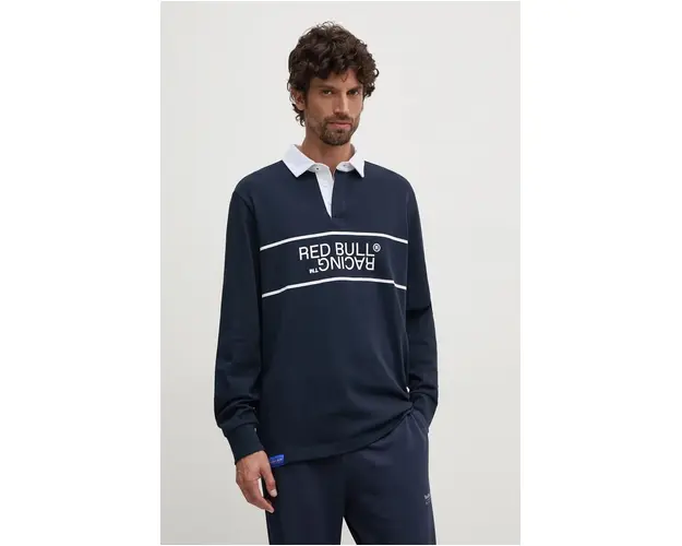 Pepe Jeans longsleeve din bumbac Red Bull Racing x Pepe Jeans culoarea bleumarin, cu imprimeu, RM540011