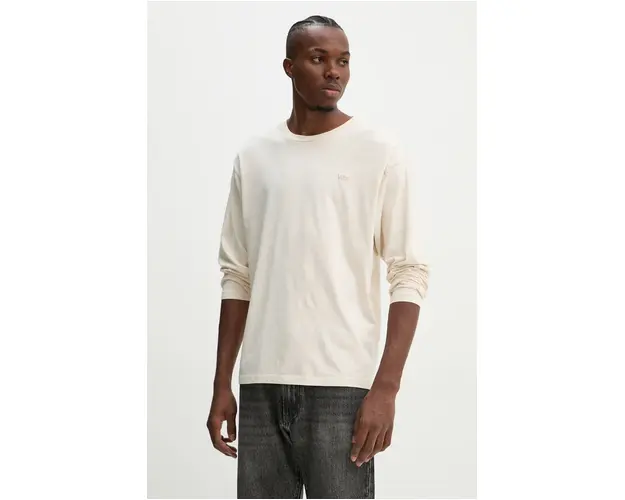 Won Hundred longsleeve din bumbac culoarea bej, neted, 3301-12063