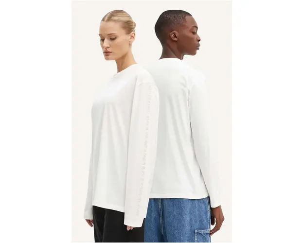 Sunnei longsleeve din bumbac culoarea alb, cu imprimeu, RTWXJER003