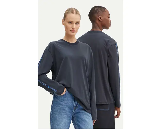 Sunnei longsleeve din bumbac culoarea albastru marin, cu imprimeu, RTWXJER003