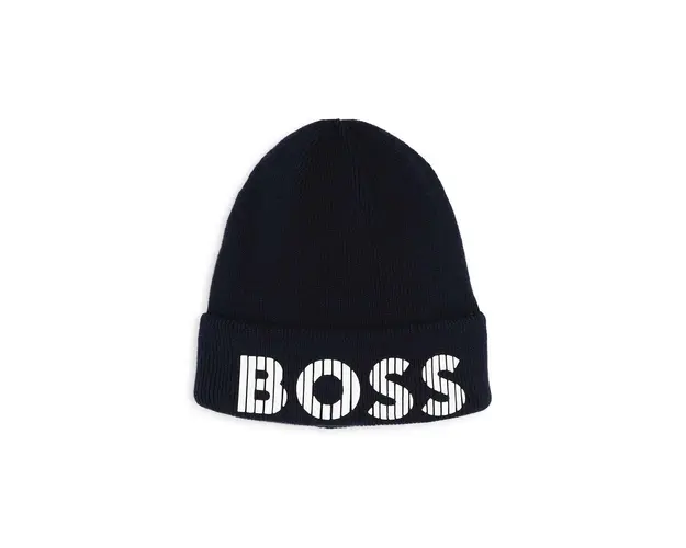 BOSS caciula de bumbac pentru copii culoarea albastru marin, J51564