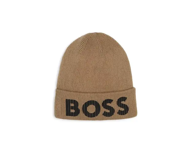 BOSS caciula de bumbac pentru copii culoarea bej, J51564