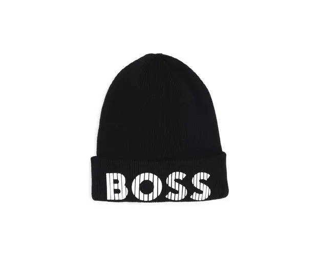 BOSS caciula de bumbac pentru copii culoarea negru, J51564