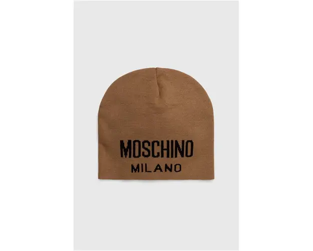 Moschino caciula de lana culoarea maro, de lana, din tesatura neteda, M5802 60016