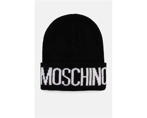 Moschino caciula din amestec de lana culoarea negru, din tricot gros, M5672 60102