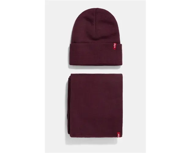 Levi's palarie si esarfa culoarea bordo, 000JT-0001