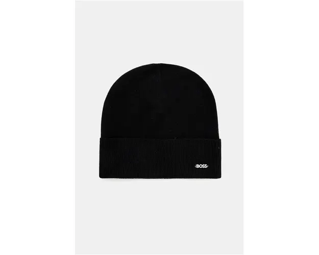 BOSS caciula de lana culoarea negru, de lana, din tesatura neteda, 50524276