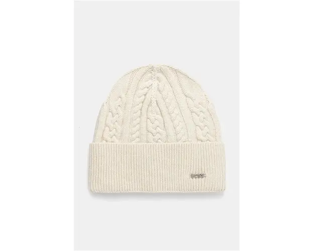 BOSS caciula de lana culoarea bej, de lana, 50524289