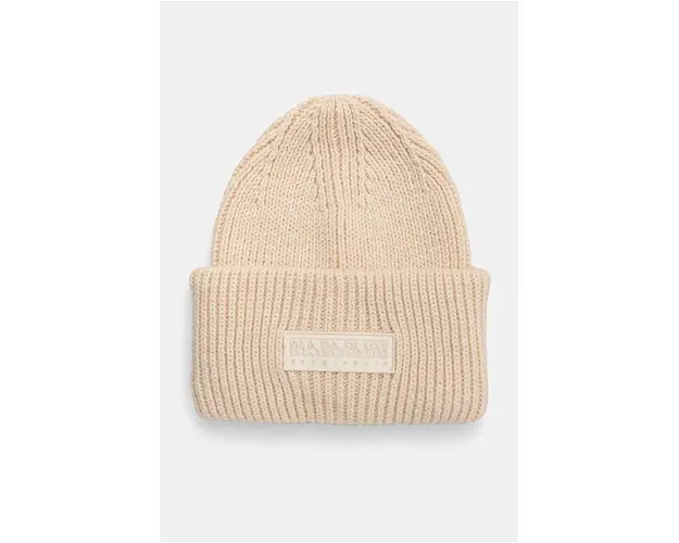 Napapijri caciula F-Vispa culoarea bej, din tricot gros, NP0A4I3P2061