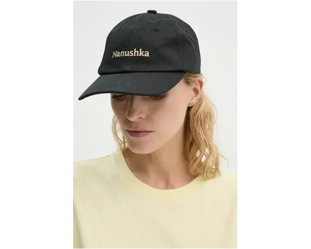 Nanushka sapca de baseball din bumbac VAL culoarea negru, cu imprimeu, NU24CRHT08199