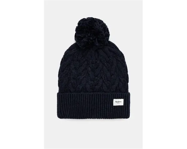 Pepe Jeans caciula WALLIS HAT culoarea albastru marin, din tricot gros, PL040353