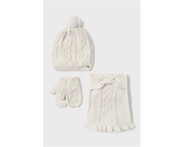 Mayoral caciula, fular si manusi copii culoarea bej, 10768