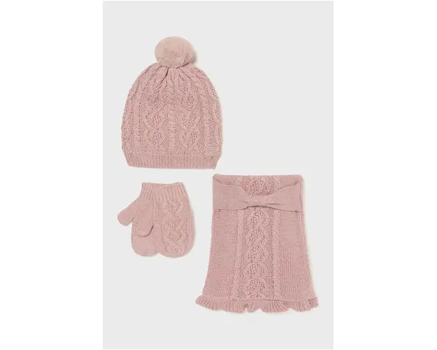 Mayoral caciula, fular si manusi copii culoarea roz, 10768
