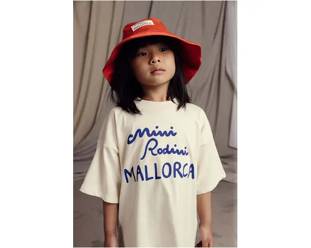 Mini Rodini palarie din bumbac pentru copii Mallorca culoarea portocaliu, bumbac