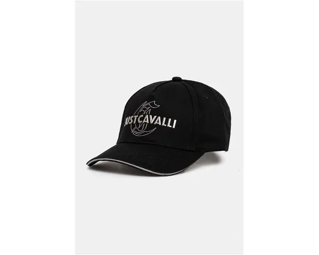 Just Cavalli sapca de baseball din bumbac culoarea negru, cu imprimeu, 77QAZK50 ZG318