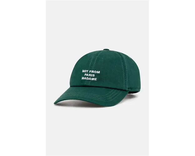 Drôle de Monsieur sapca de baseball din bumbac La Casquette Slogan culoarea verde, cu imprimeu, PERM-CP151-CO138-DGN