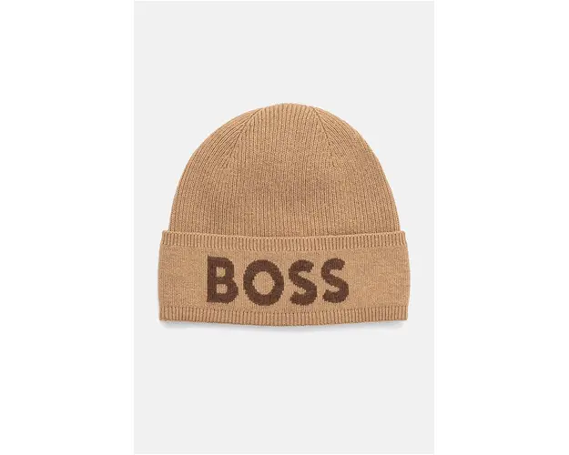 BOSS caciula din amestec de lana culoarea bej, din tesatura neteda, 50524348