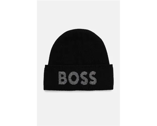 BOSS caciula din amestec de lana culoarea negru, din tesatura neteda, 50524348