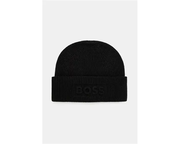 Boss Orange caciula culoarea negru, de lana, din tesatura neteda, 50524197