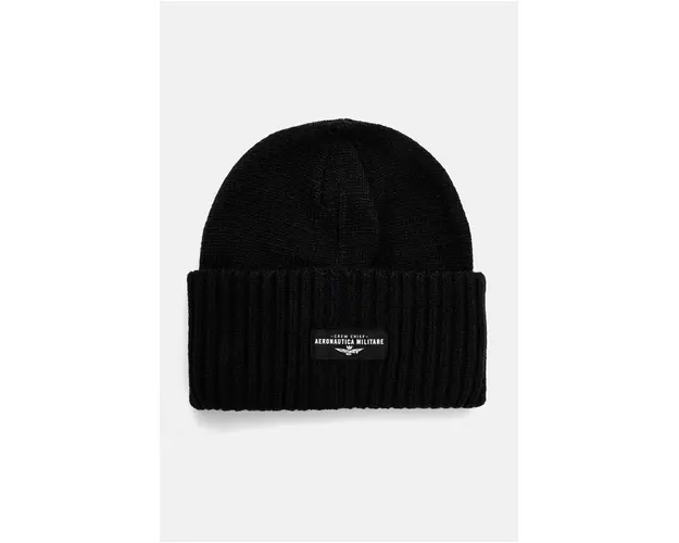 Aeronautica Militare caciula culoarea negru, din tricot gros, CU059L520