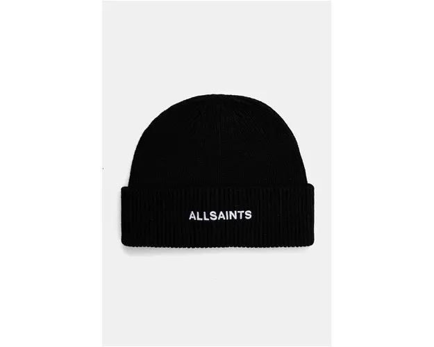 AllSaints caciula din amestec de lana culoarea negru, din tesatura neteda, 29AS200824