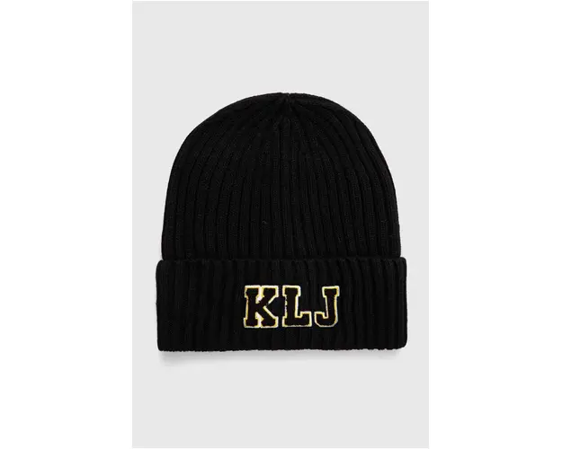 Karl Lagerfeld Jeans caciula din amestec de lana culoarea negru, 245J3474