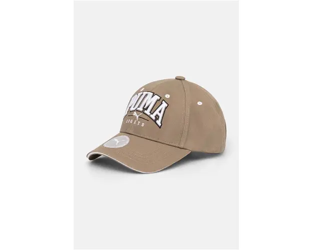Puma sapca de baseball din bumbac culoarea bej, cu imprimeu, 25475