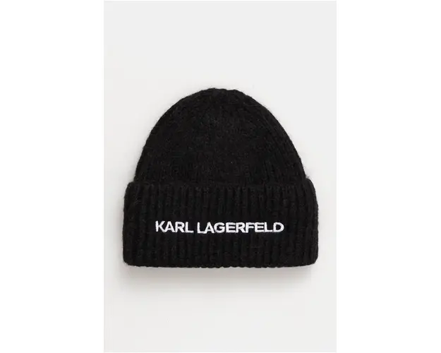 Karl Lagerfeld caciula de lana culoarea negru, de lana, din tricot gros, 246W3411