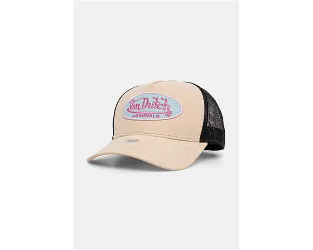 Von Dutch sapca TRUCKER BOSTON culoarea bej, cu imprimeu, 7030483