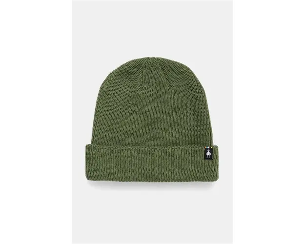 Smartwool caciula culoarea verde, de lana, din tricot gros, SW002647