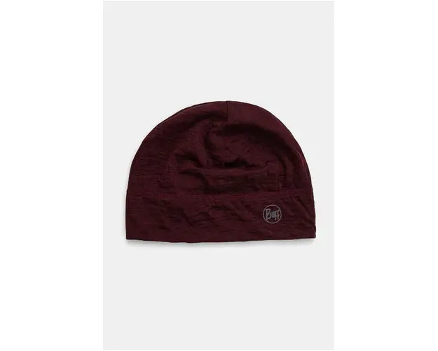 Buff caciula Merino Lightweight culoarea bordo, de lana, din tesatura neteda, 113013