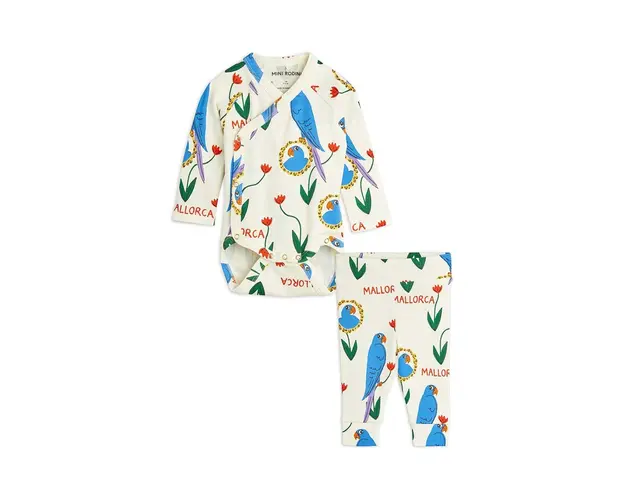 Mini Rodini compleu bebe Parrots culoarea bej