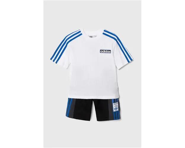 adidas Originals compleu copii SHORT TEE SET culoarea alb, IW3588