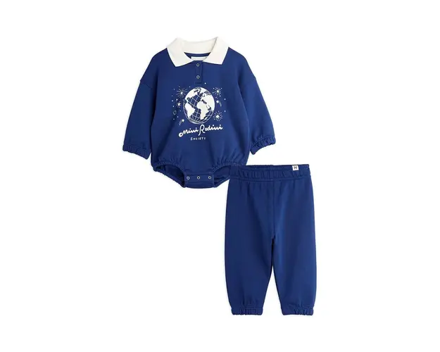 Mini Rodini set de bumbac pentru bebelusi culoarea albastru marin, 2474010560