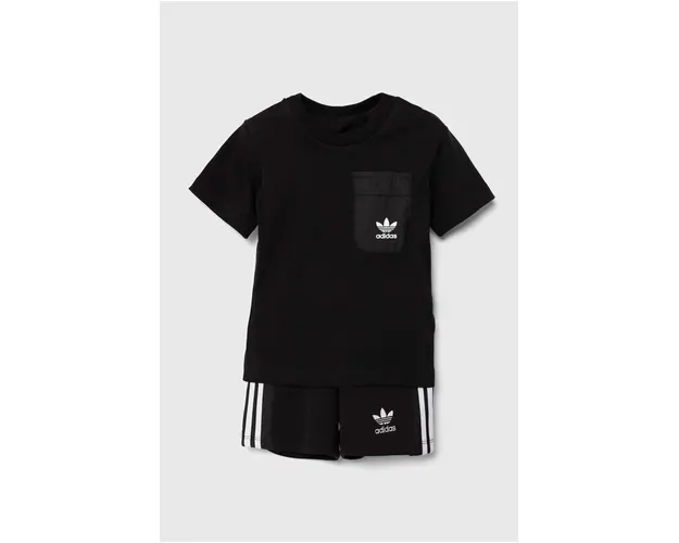 adidas Originals compleu copii SHORT TEE SET culoarea negru, IX7509