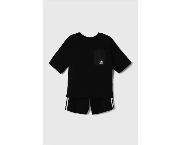 adidas Originals compleu copii SHORT TEE SET culoarea negru, IY4817