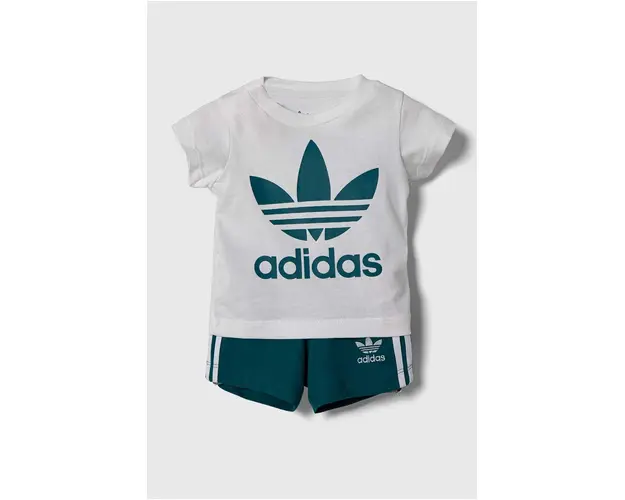 adidas Originals set de bumbac pentru copii SHORT TEE SET culoarea verde, JE0524