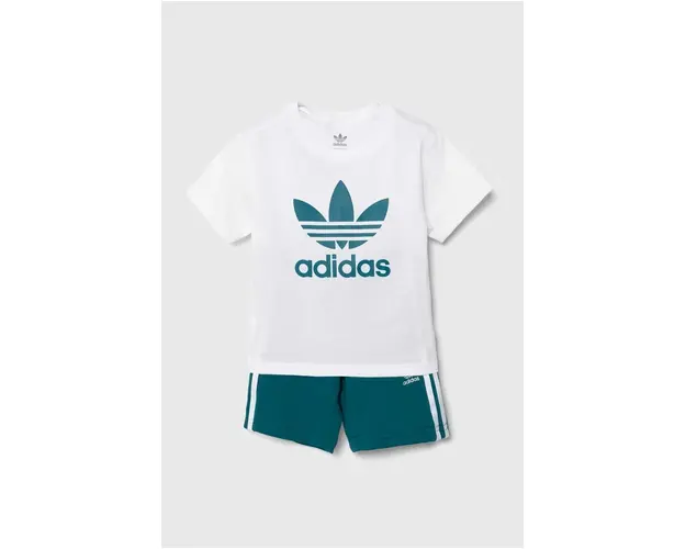 adidas Originals compleu copii SHORT TEE SET culoarea verde, JE1610