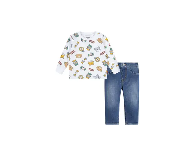 Levi's compleu copii HIKING AOP TEE & PANT SET culoarea alb, 6EL477