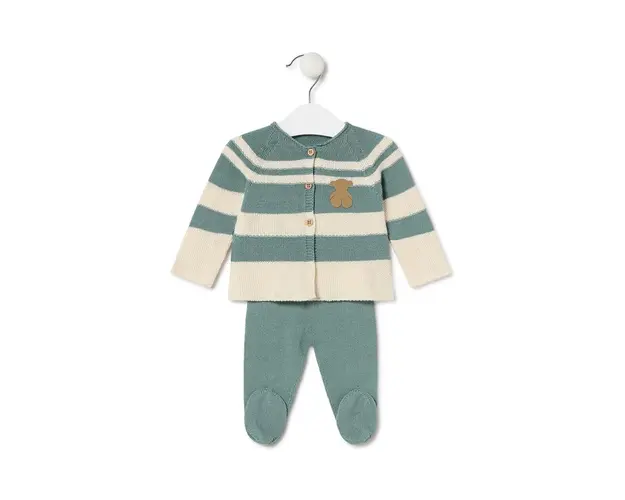 Tous set de bumbac pentru bebelusi Tricot culoarea verde, Tricot.2101
