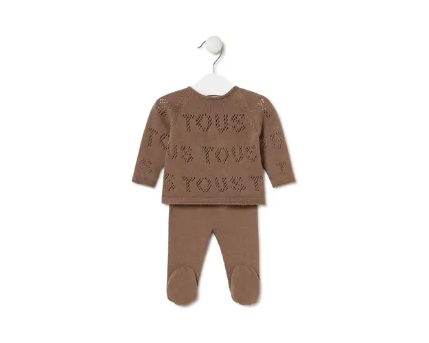 Tous compleu bebe Tricot culoarea bej, Tricot.2105