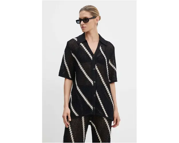 Samsoe Samsoe cardigan din bumbac SAISHA culoarea negru, calduros, F24200030