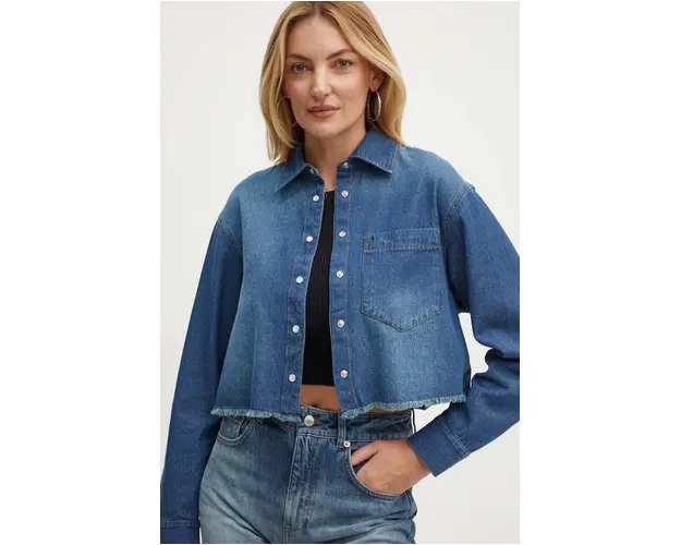 MAX&Co. camasa jeans femei, cu guler clasic, relaxed, 2426116021200